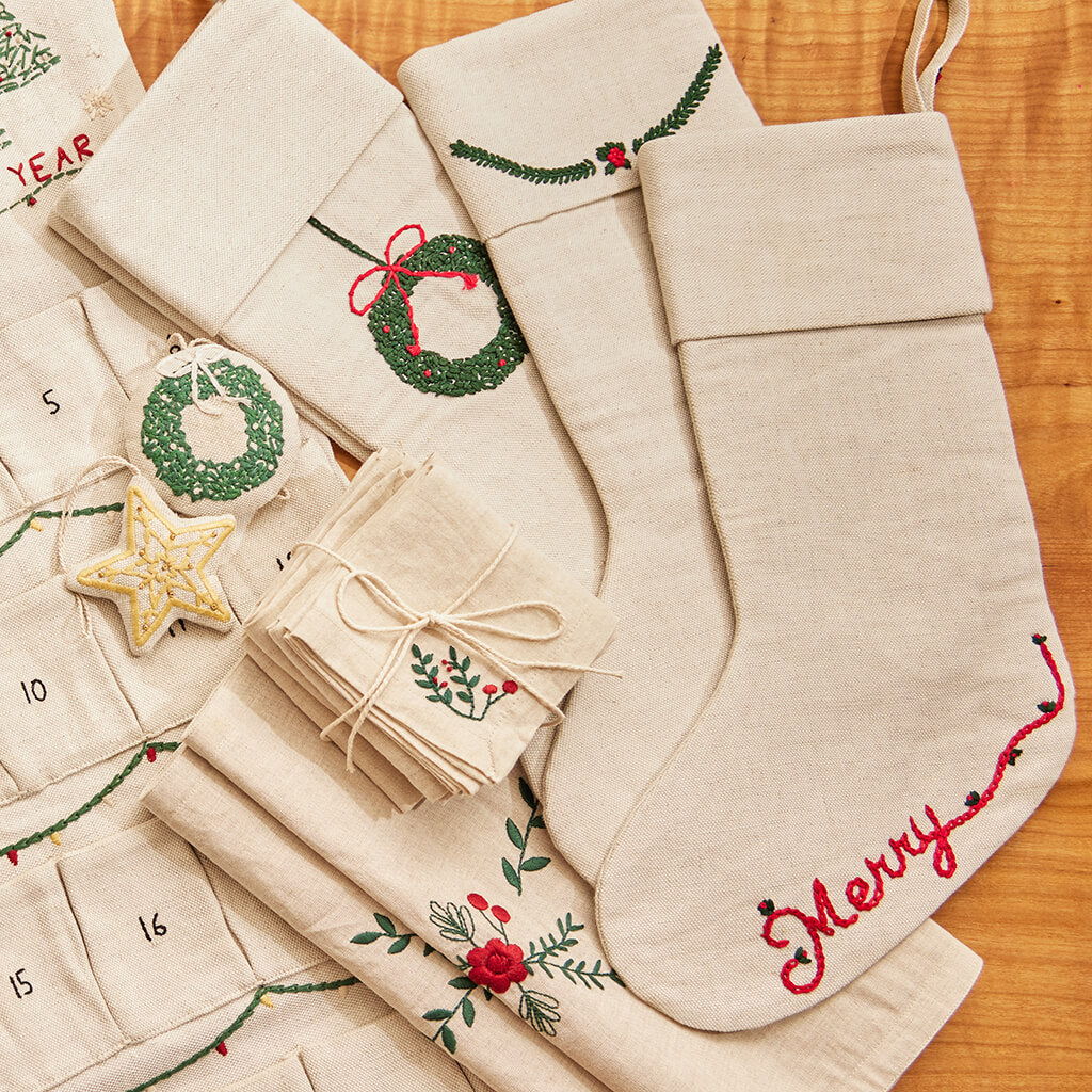 Merry Linen Stocking