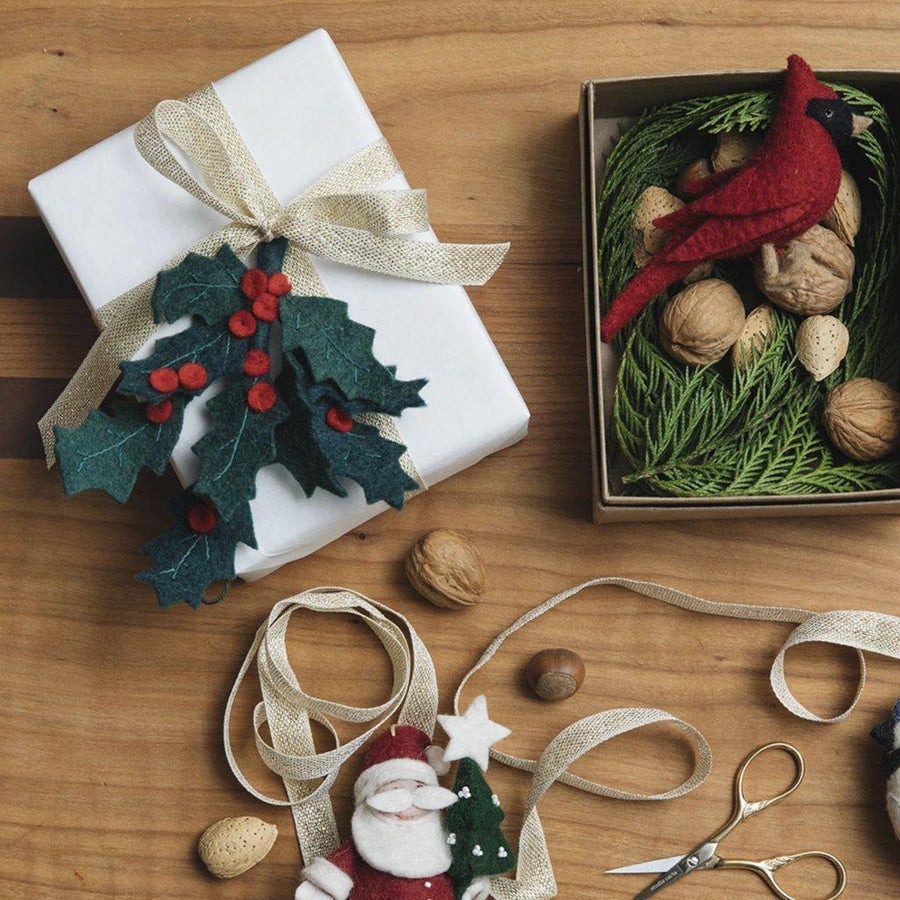 Medium Festive Holly Ornament