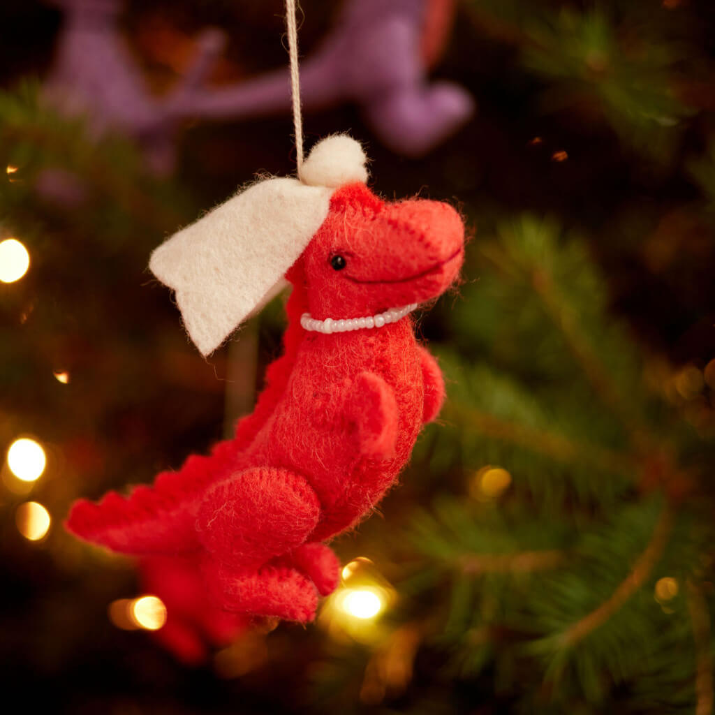 Happy Coral T-Rex Bride Ornament