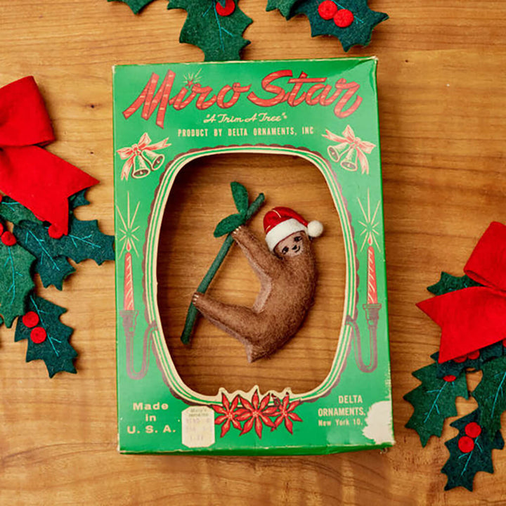 Lazy Santa Sloth Ornament