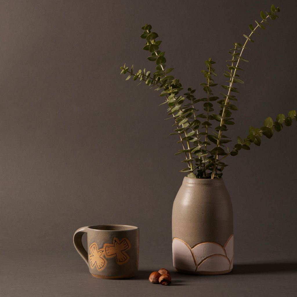 Gentle Clouds Ceramic Vase in Slate