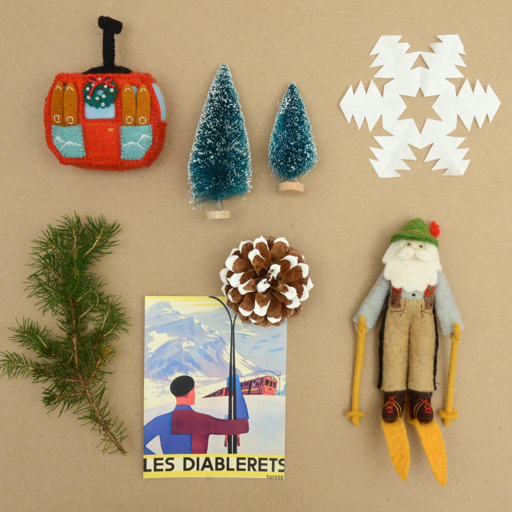 Alpine Skier Santa Ornament – Handmade Winter Ski Charm – Craftspring