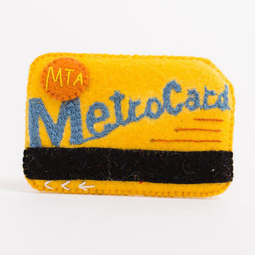 A Craftspring handmade felt MTA metro card ornament