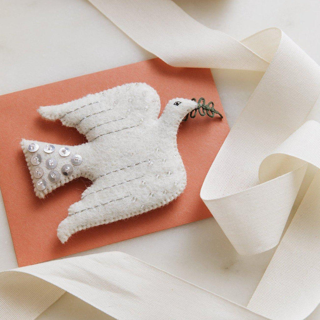 A Craftspring handmade felt dove ornament