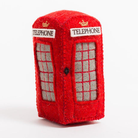 A Craftspring handmade red felt London phone booth ornament 