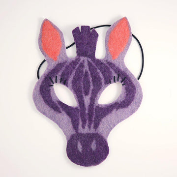 A Craftspring handmade purple felt zebra mask 