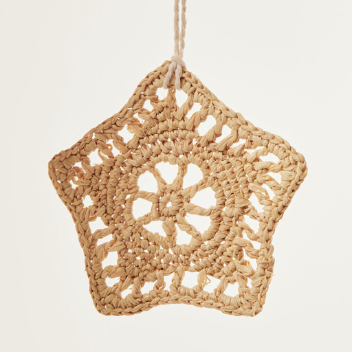 Hand Crocheted Raffia Ornaments Set of 5 Craftspring