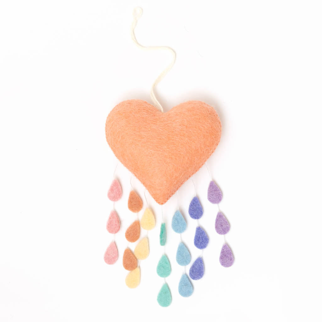Pastel Rainbow Drop Heart Ornament