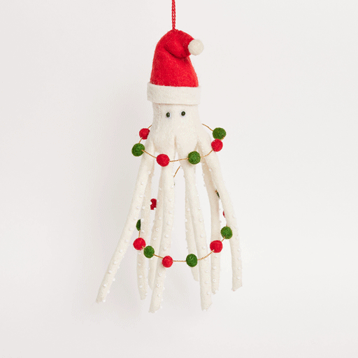 White Garland Santapus Ornament