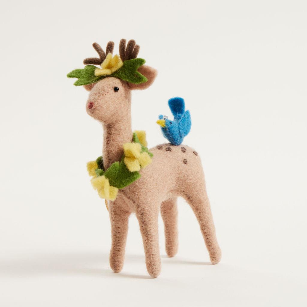 Gentle Springs Deer with Bird Friend Ornament