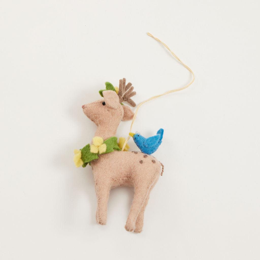 Gentle Springs Deer with Bird Friend Ornament