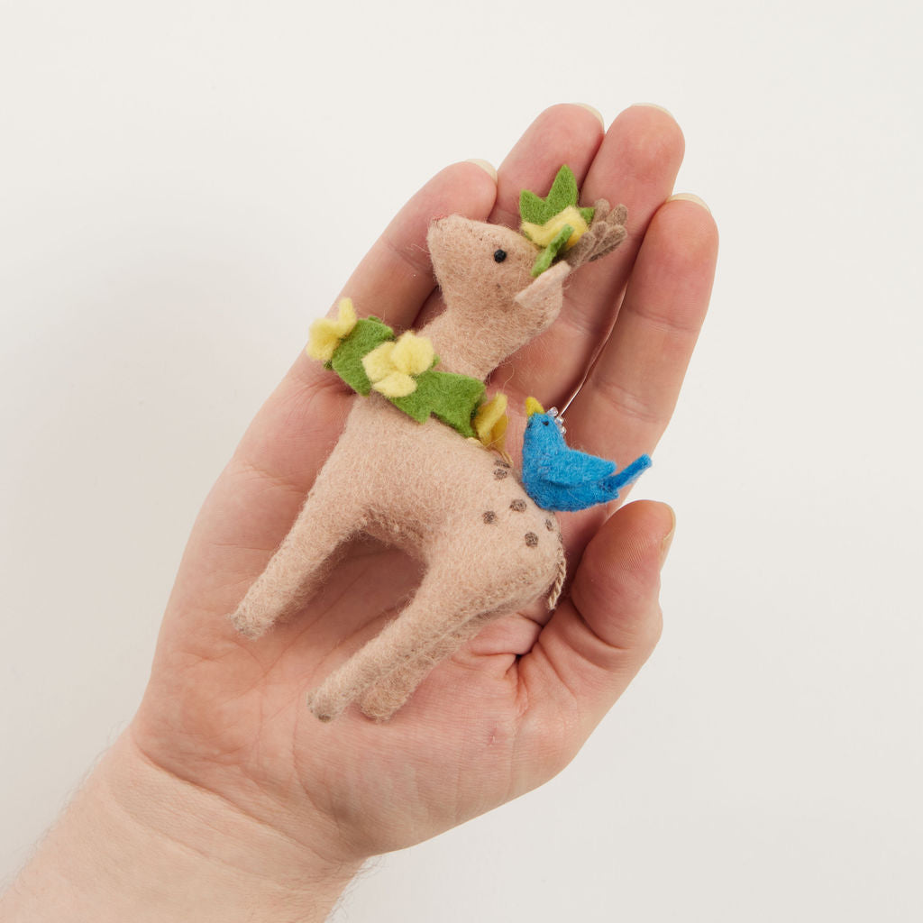 Gentle Springs Deer with Bird Friend Ornament