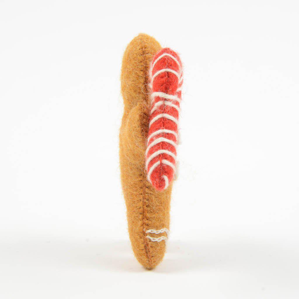 Gingerbread Cookie with Candy Cane Ornament