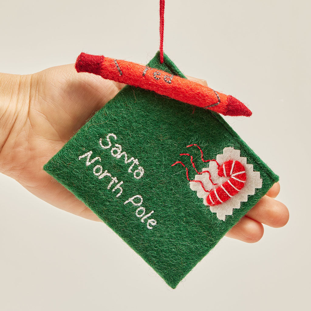 Green Letter to Santa Ornament