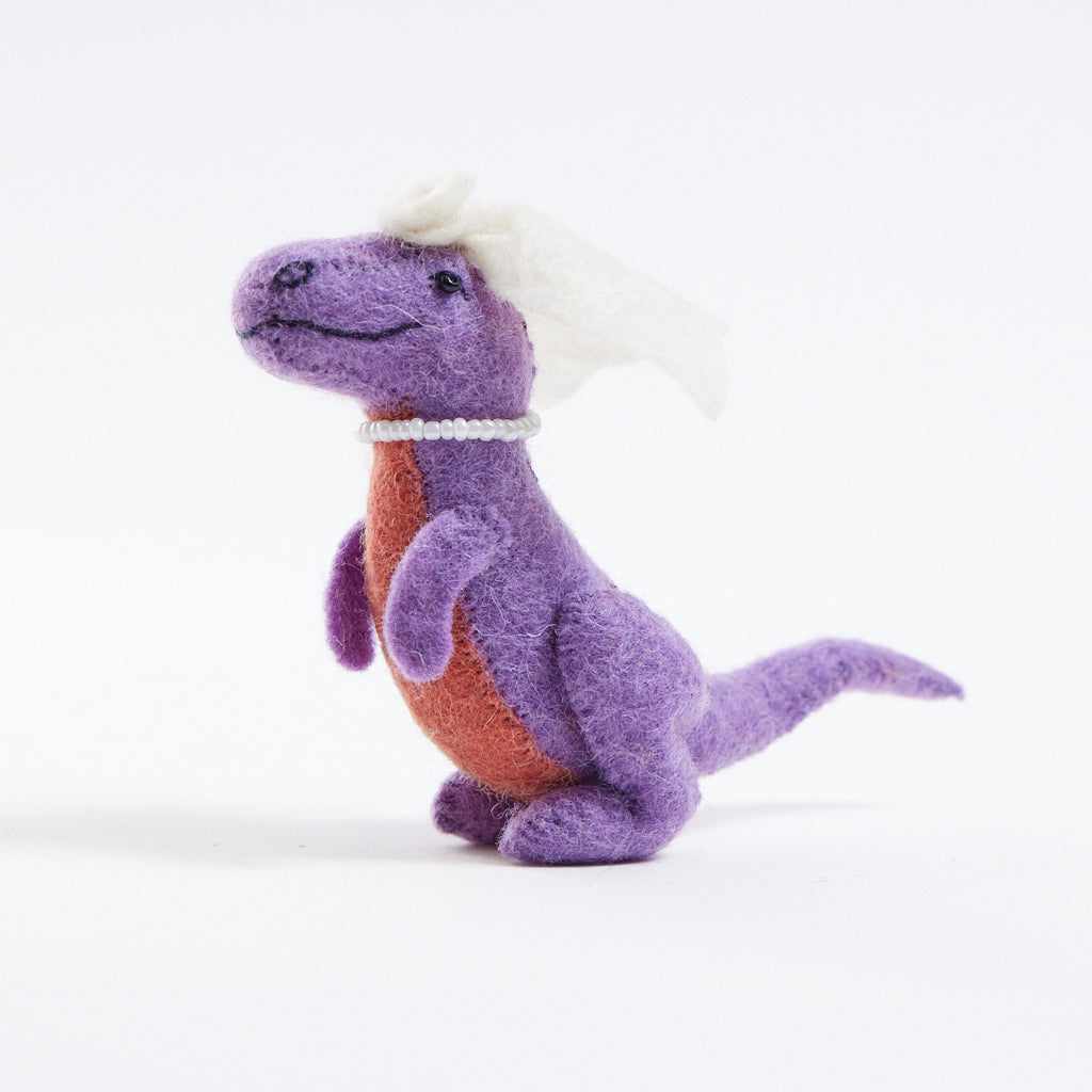 Happy Purple T-Rex Bride Ornament