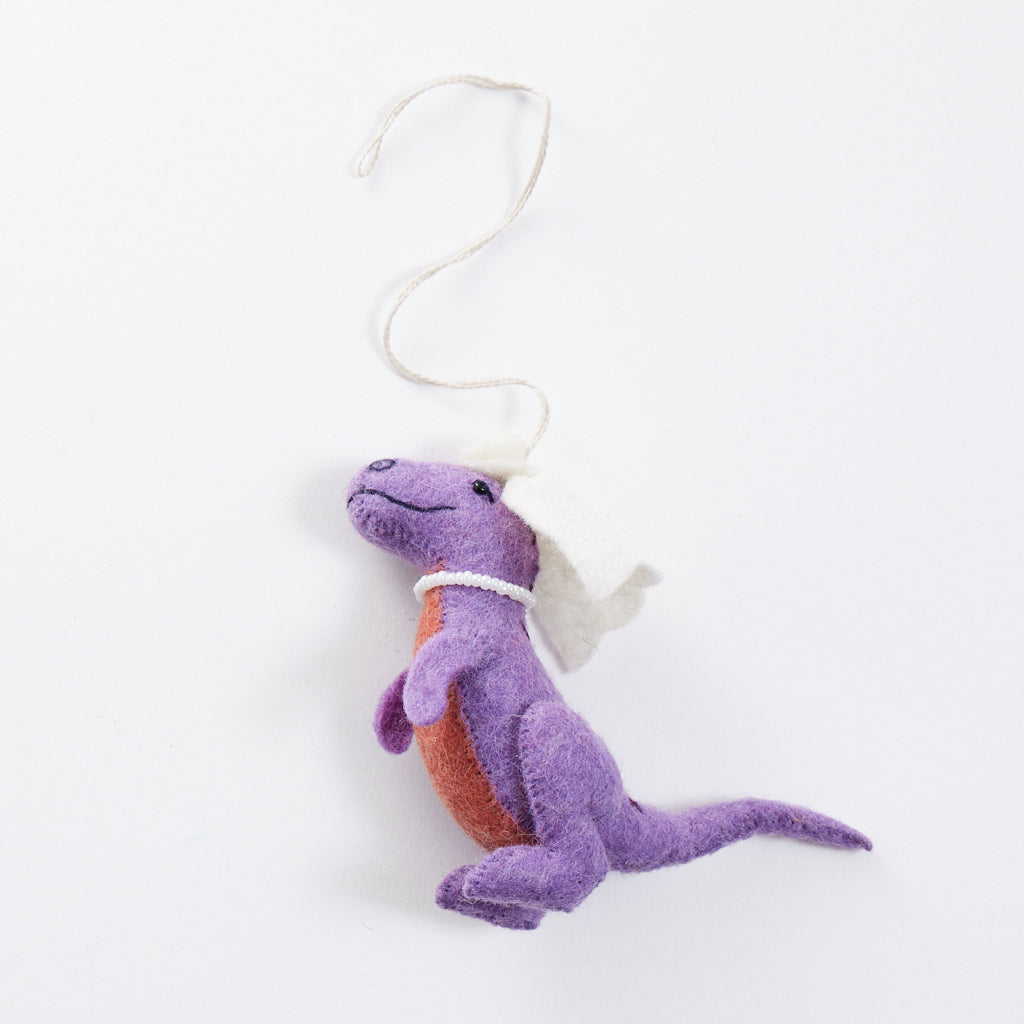 Happy Purple T-Rex Bride Ornament