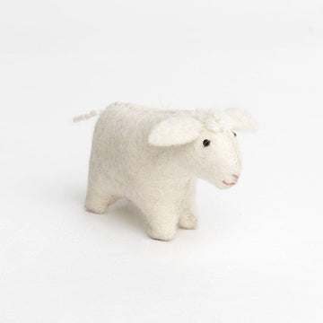 A Craftspring handmade felt sheep ornament with an all white coat