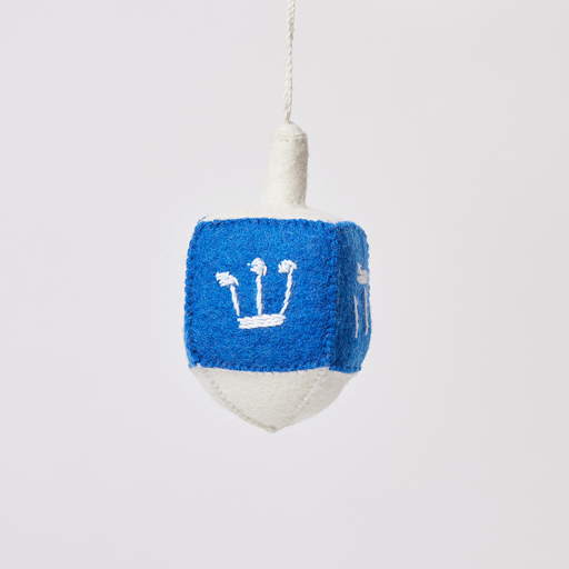 Large Spinning Dreidel Ornament Blue & White