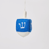 Large Spinning Dreidel Ornament Blue & White