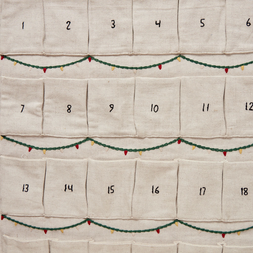 Bundle: Linen Advent Calendar with Classic Mini Ornament Set of 24