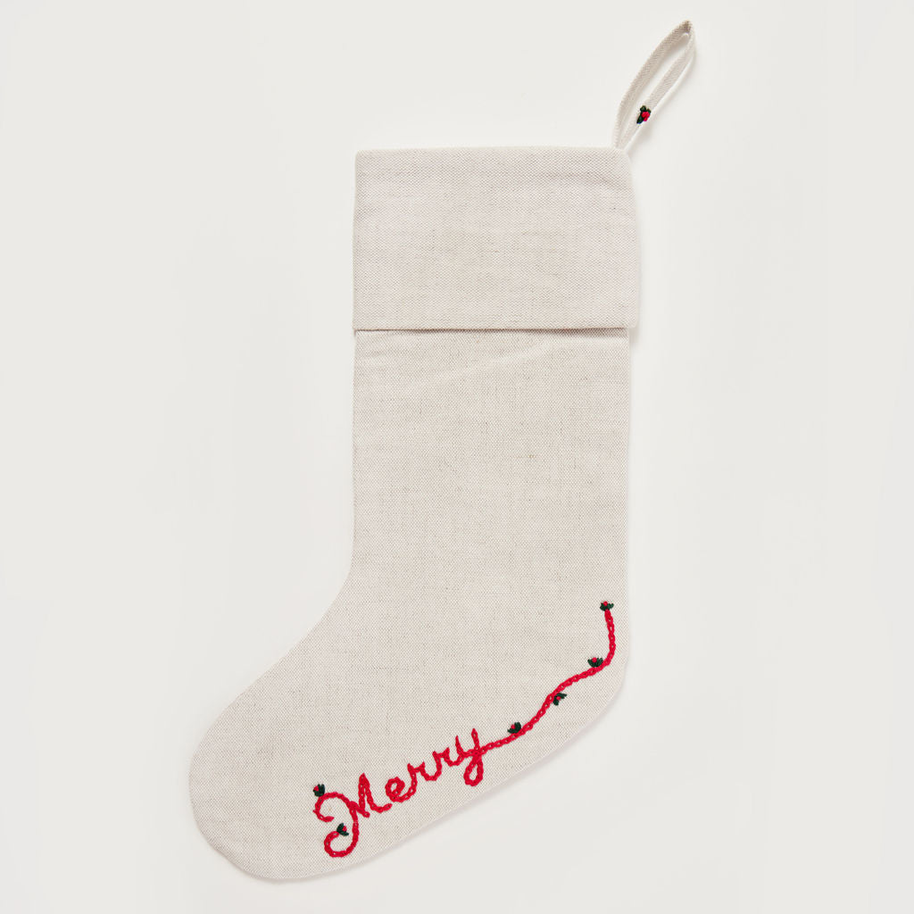 Merry Linen Stocking