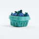 Felt blueberry pint ornament with hand-felted blue berries in a soft green wool basket. Handmade from natural wool felt using traditional needle-felting. Fair trade and ready to hang.