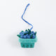 Felt blueberry pint ornament with hand-felted blue berries in a soft green wool basket. Handmade from natural wool felt using traditional needle-felting. Fair trade and ready to hang.