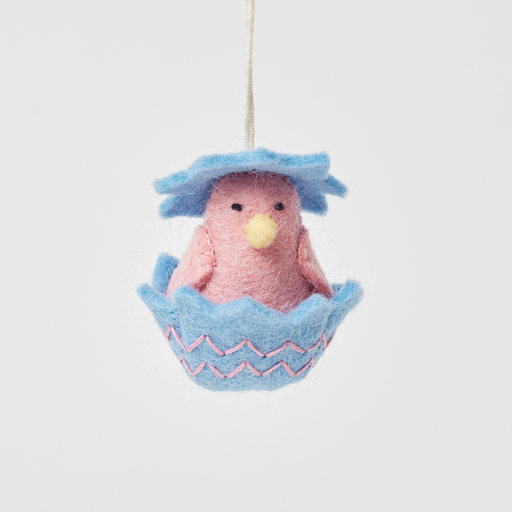 Pink Hatchling in Blue Shell Ornament