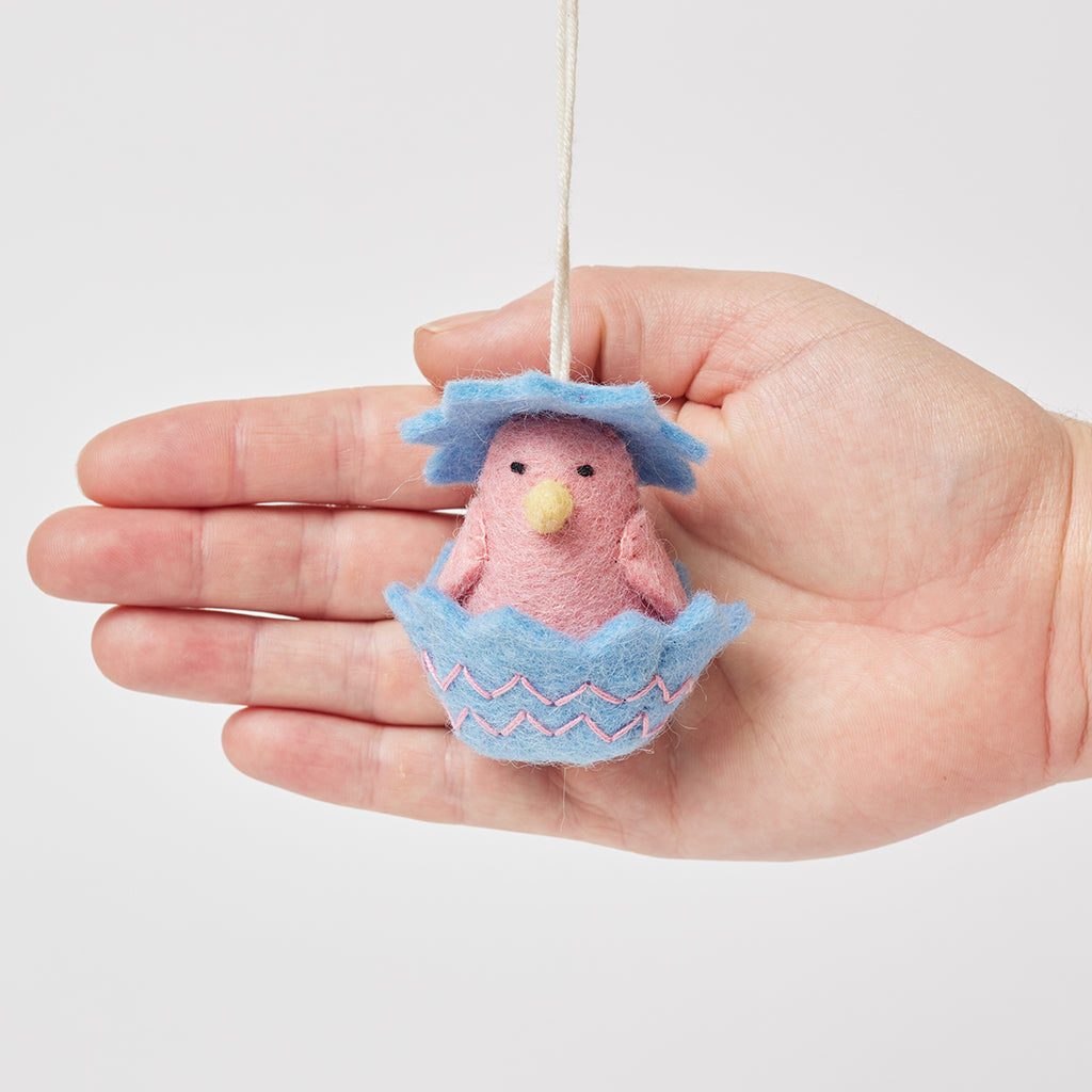 Pink Hatchling in Blue Shell Ornament