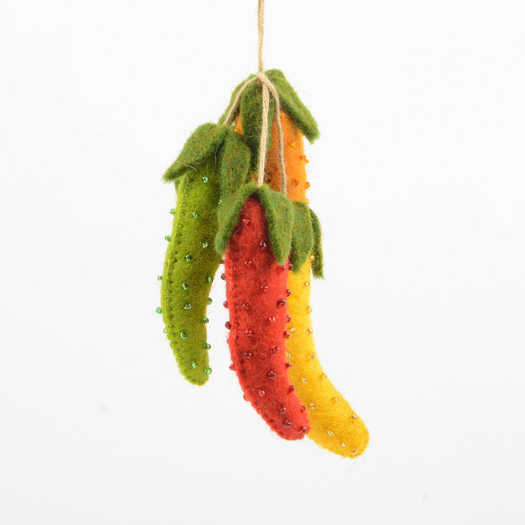 Large Rainbow Chili Pepper Bundle Ornament