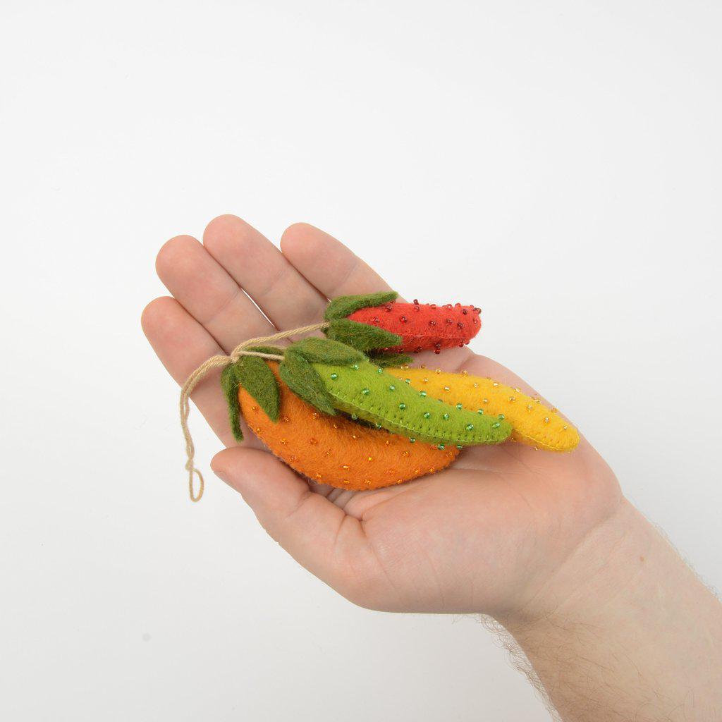 Large Rainbow Chili Pepper Bundle Ornament