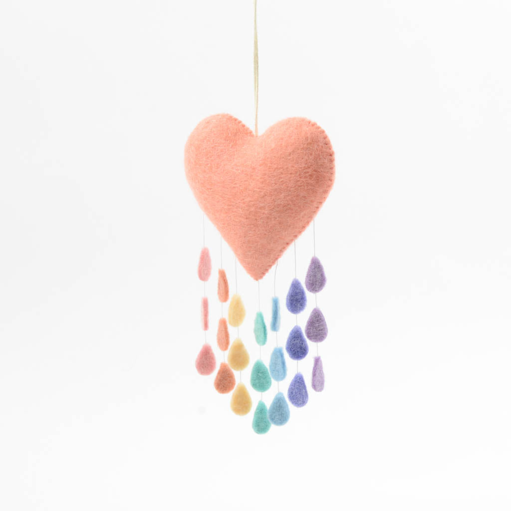 Pastel Rainbow Drop Heart Ornament
