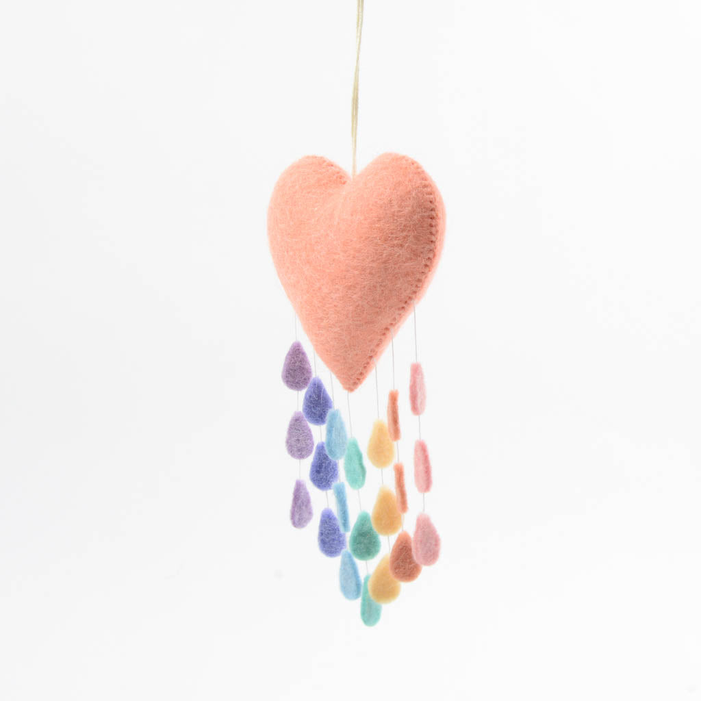 Pastel Rainbow Drop Heart Ornament