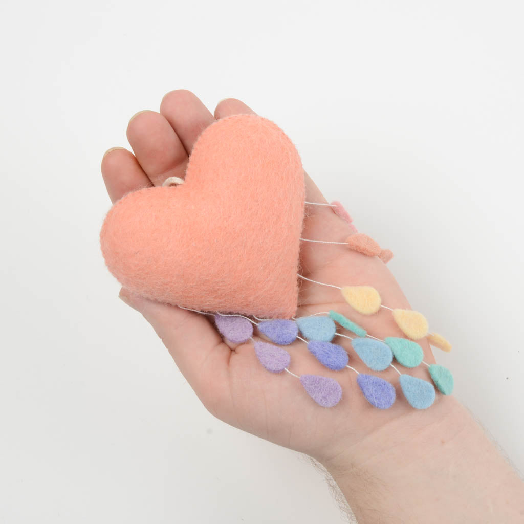 Pastel Rainbow Drop Heart Ornament