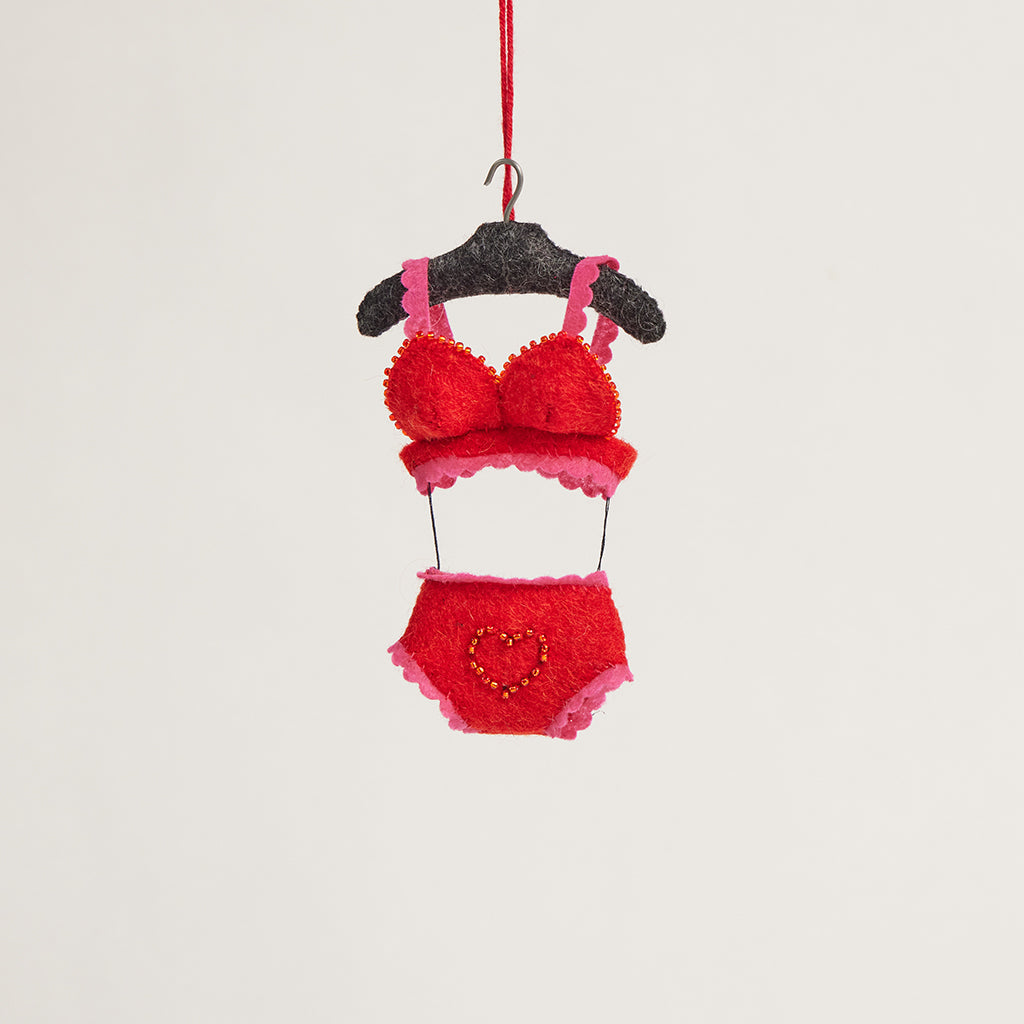 Red Heart Lingerie Set Ornament