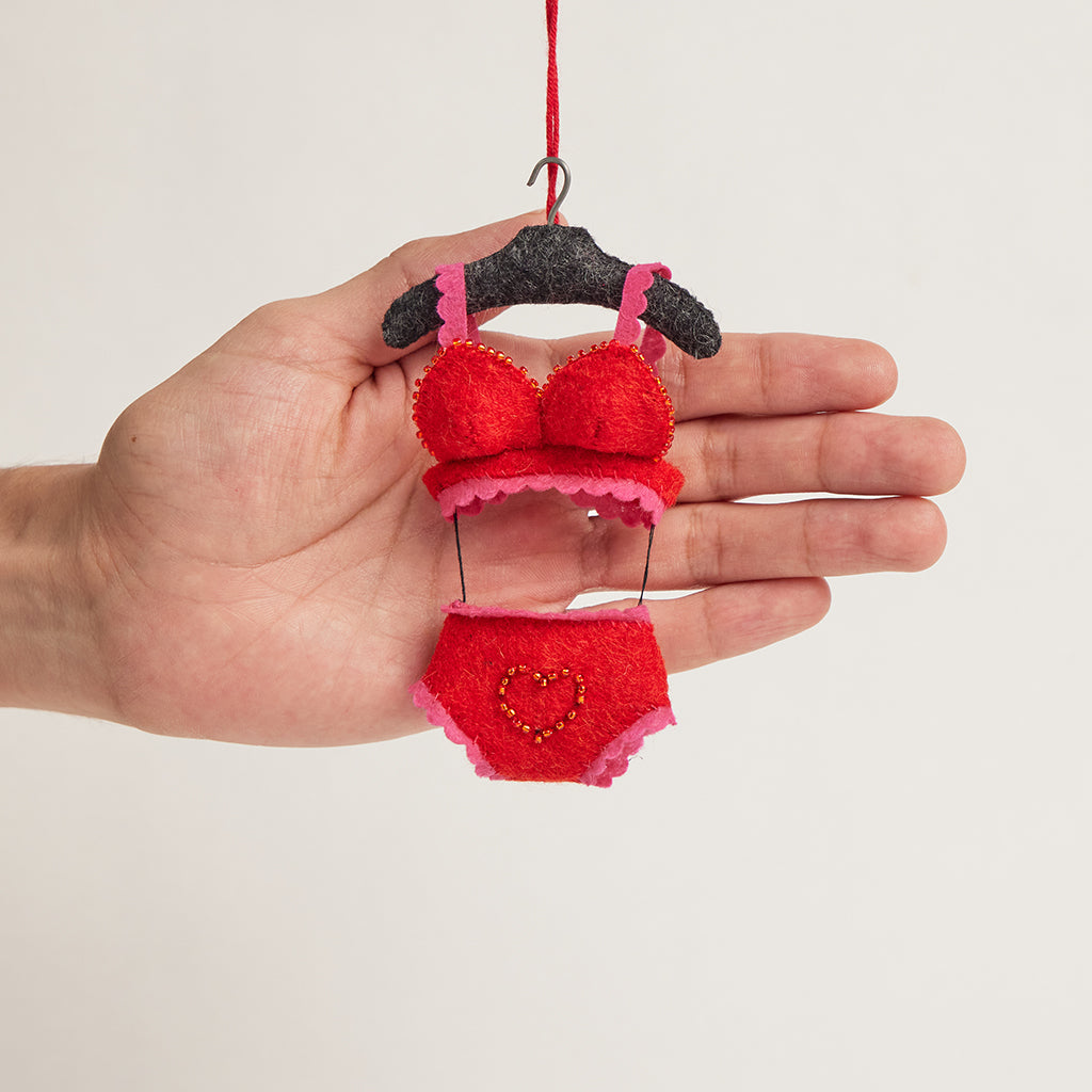 Red Heart Lingerie Set Ornament