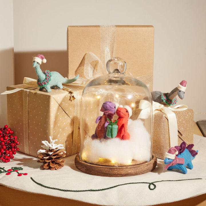 Red T. rex Dino Claus Ornament