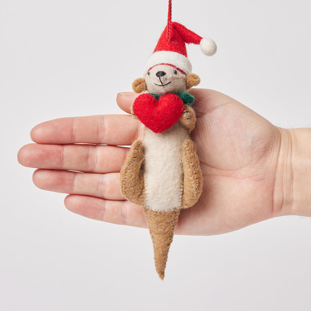 Santa Otter Love Ornament
