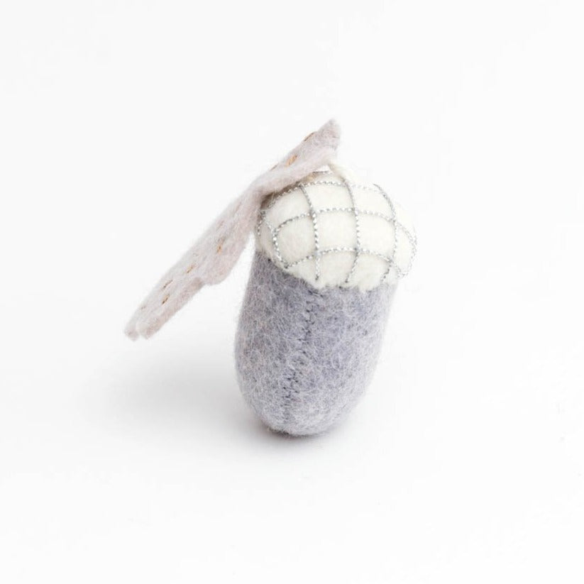 Silver Snow Little Acorn Ornament