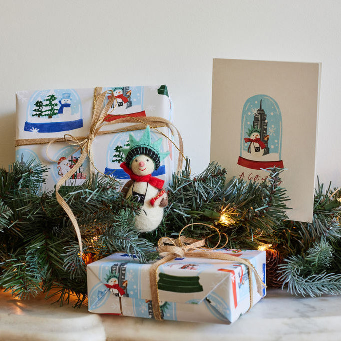 Snowman Snow Globe Wrapping Sheets Set of 3