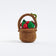 Hand-felted strawberry basket ornament with wool strawberries and caterpillar, eco-friendly holiday decor.