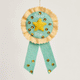Teacher appreciation felt badge featuring a gold embroidered star ribbon, handcrafted from wool felt. Perfect gift for students, teachers, and graduations.

