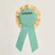 Hand-felted Super Star Ribbon Badge with gold embroidery on wool felt, handmade teacher appreciation gift from Kyrgyz artisans.