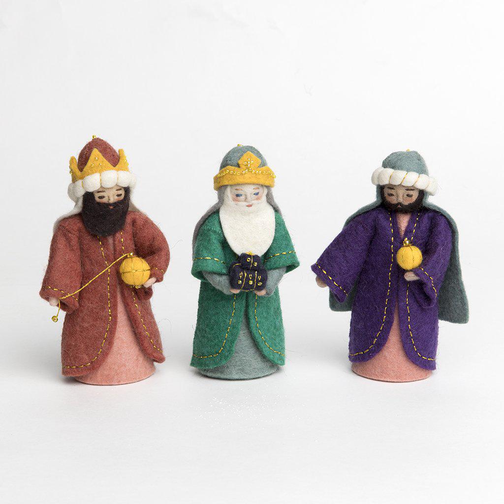 Craftspring handmade felt tree kings nativity set with gold embroidery details