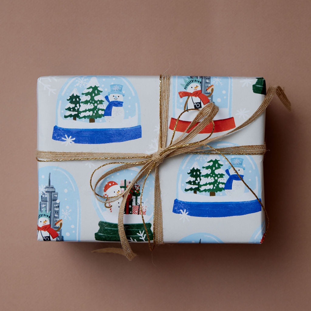 Snowman Snow Globe Wrapping Paper Sheets Set 3