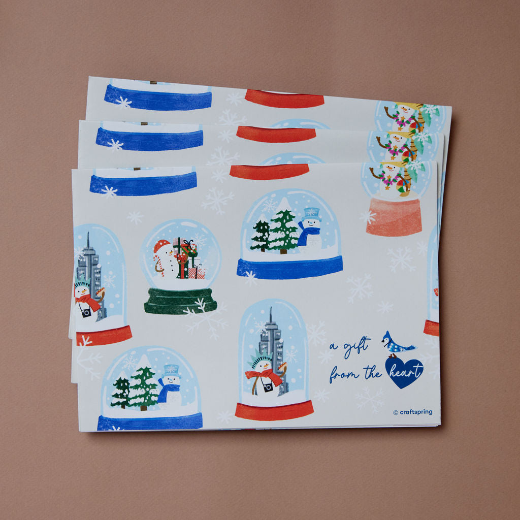 Snowman Snow Globe Wrapping Sheets Set of 3
