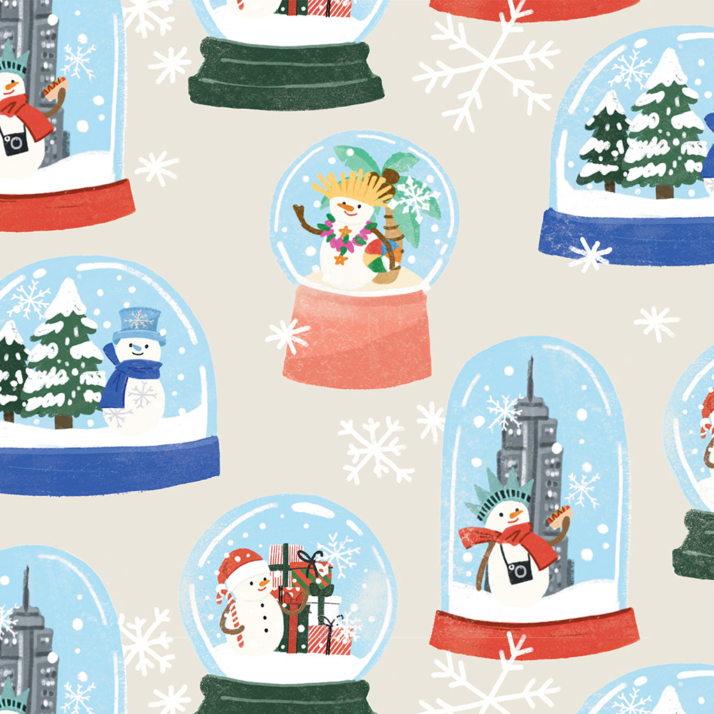 Snowman Snow Globe Wrapping Paper Sheets - Set of 3