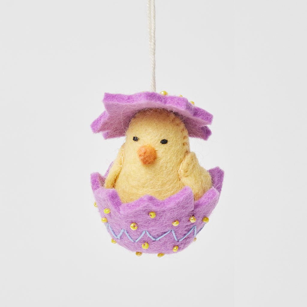 Yellow Hatchling in Purple Shell Ornament