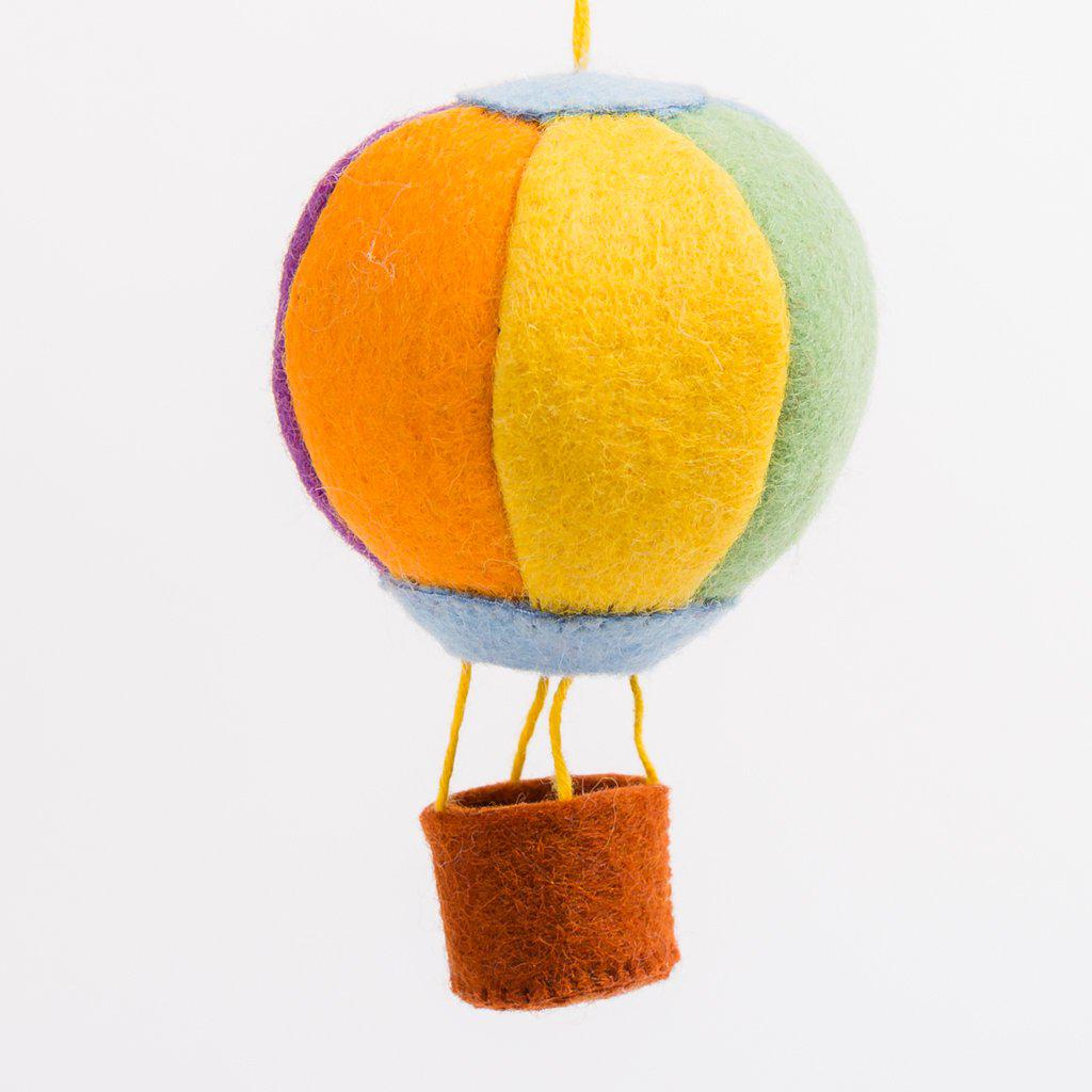 Blue Rainbow Up & Away Hot Air Balloon Ornament