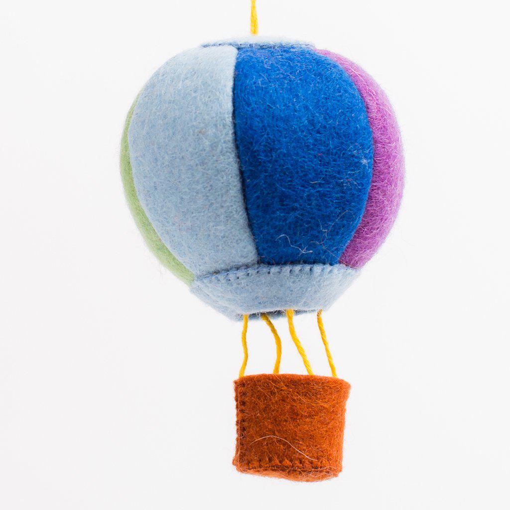 Blue Rainbow Up & Away Hot Air Balloon Ornament